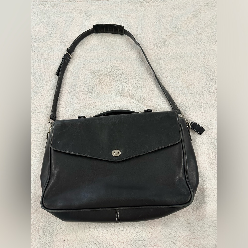 Black vintage coach brief case